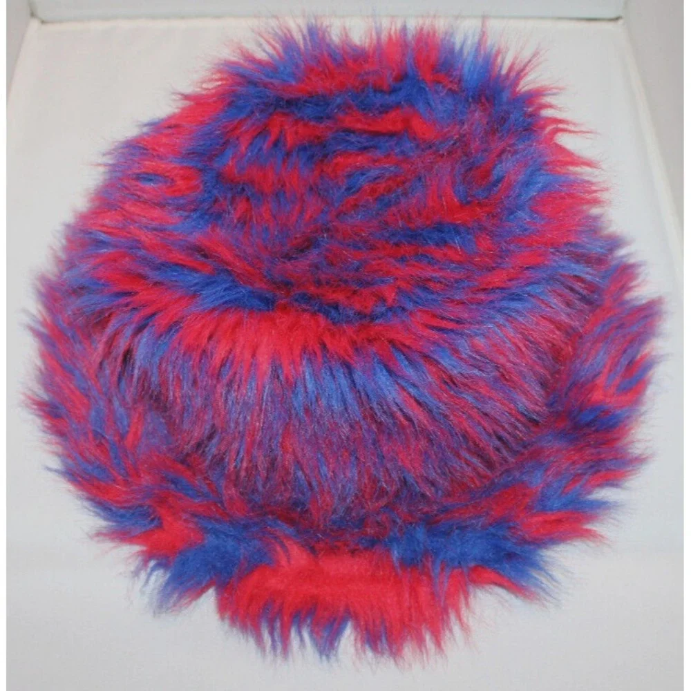 colorful Knott's Berry Farm Fuzzy Floppy bucket hat Red & Blue HTF Rare